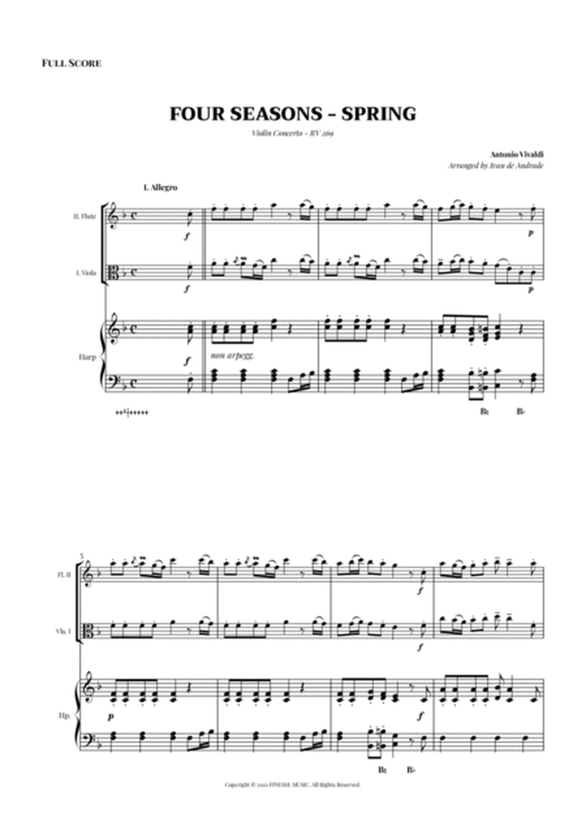 TRIO - Four Seasons Spring (Allegro) for VIOLA, FLUTE and PEDAL HARP - F Major