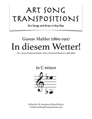 Book cover for MAHLER: In diesem Wetter! (transposed to C minor)
