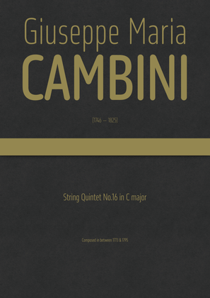 Book cover for Cambini - String Quintet No.16 in C major