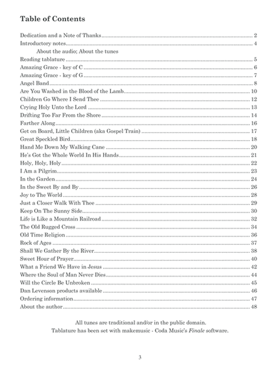 Gospel Tunes for Clawhammer Banjo-Tablature with Standard Notation for Fiddle & Other Instruments image number null