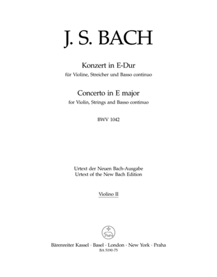 Book cover for Concerto for Violin, Strings and Basso continuo E major BWV 1042