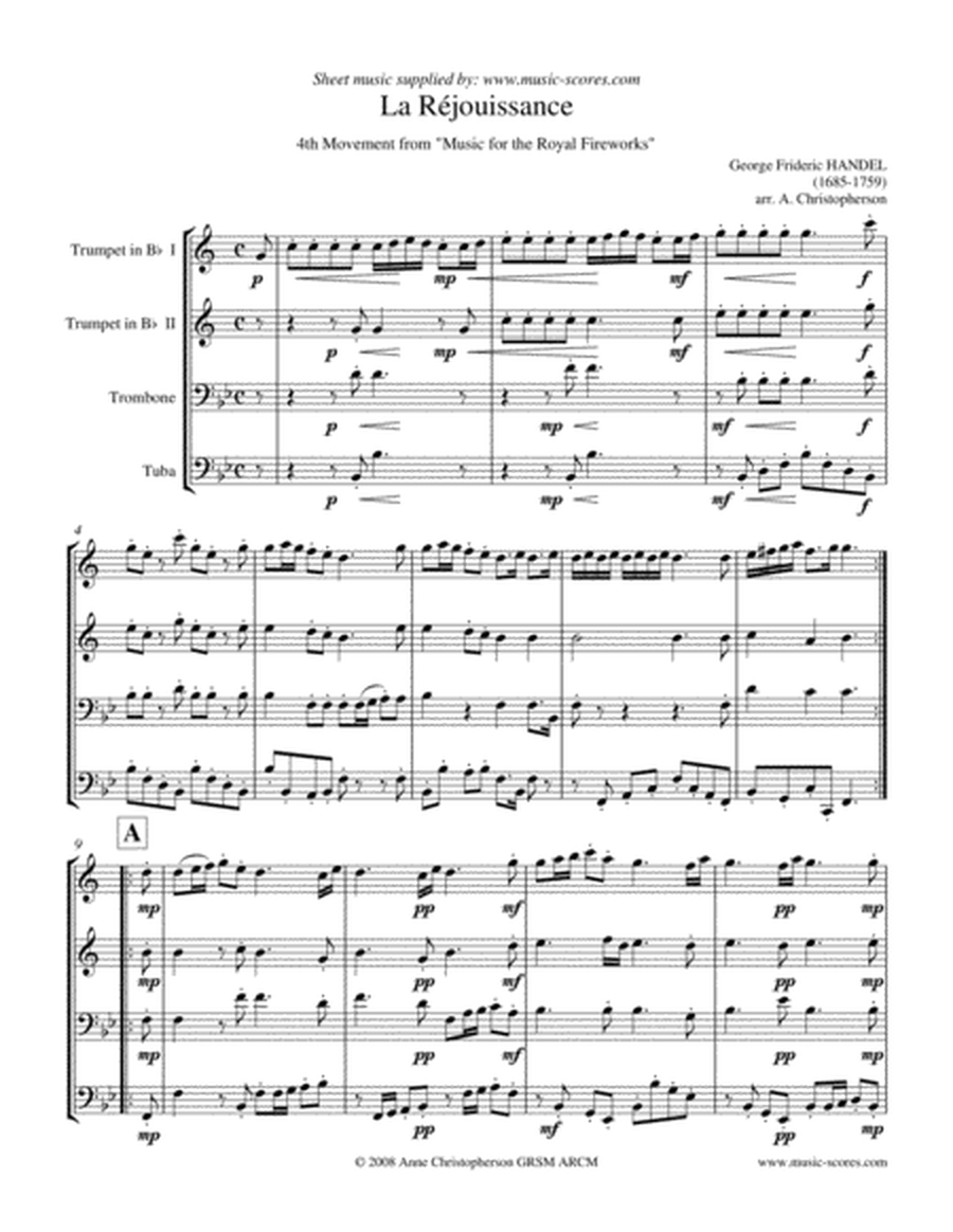 La Réjouissance - Brass Quartet (2 trumpets, trombone and tuba) image number null