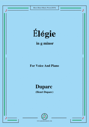 Book cover for Duparc-Élégie in g minor