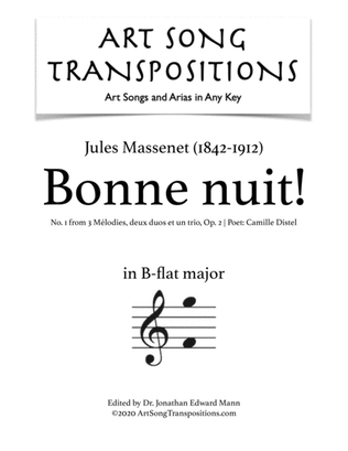 Book cover for MASSENET: Bonne nuit! Op. 2 no. 1 (transposed to B-flat major)