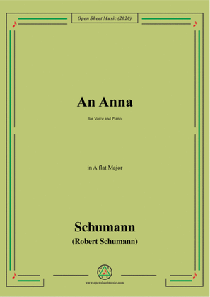 Book cover for Schumann-An Anna,in A flat Major,for Voice and Piano