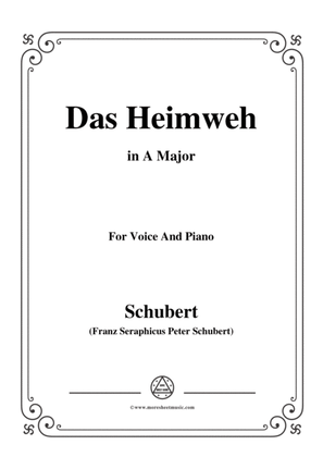 Book cover for Schubert-Das Heimweh,in A Major,for Voice&Piano