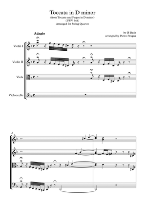 Book cover for Toccata (from Toccata and Fugue in D minor) (BWV 564) by JS Bach - arranged for String Quartet