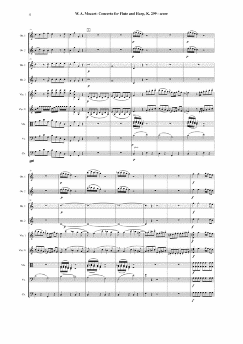 Wolfgang Amadeus Mozart: Concerto for flute and harp, K. 299, orchestral score and complete parts