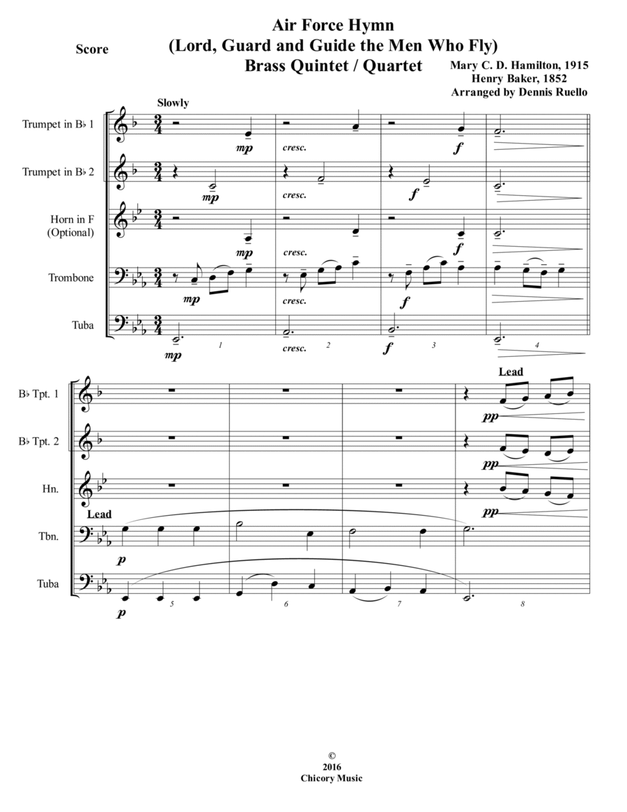 Air Force Hymn - Brass Quintet / Quartet - Intermediate Level image number null