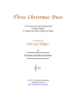 Book cover for Three Christmas Duos for Clarinet and Bass Clarinet