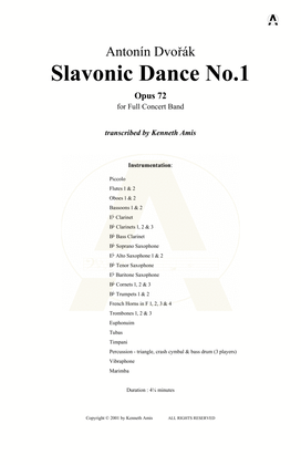 Slavonic Dance No.1, Op.72 - CONDUCTOR'S SCORE ONLY