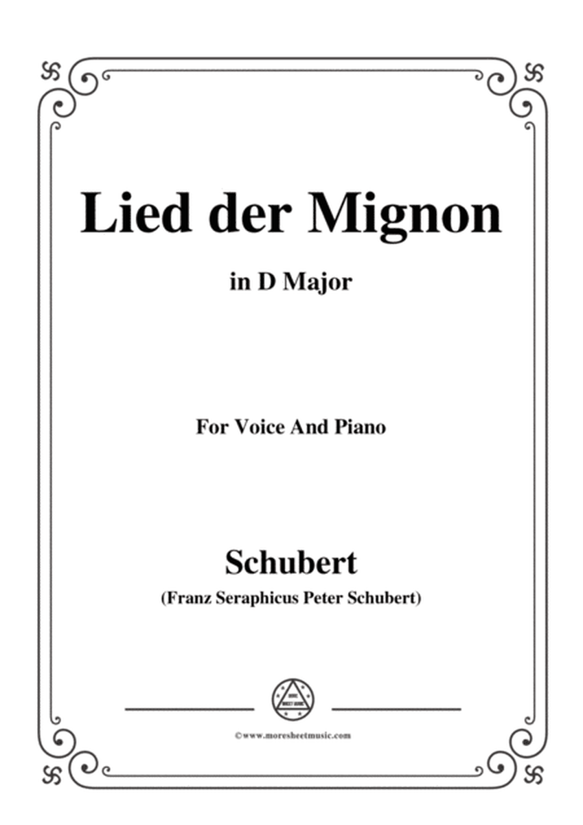 Schubert-Lied der Mignon,in D Major,for Voice&Piano image number null