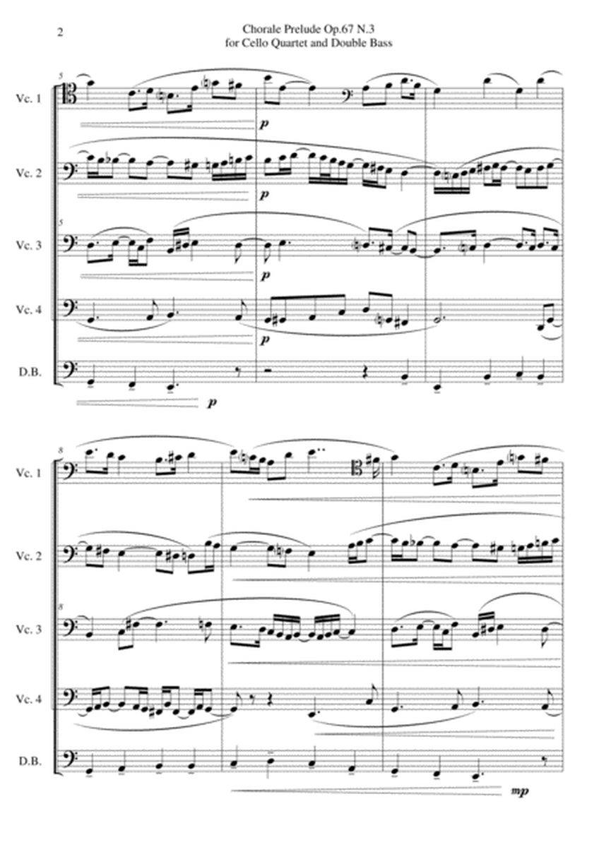 Chorale Prelude Op.67 N.3 for Cello Quartet and Double Bass image number null
