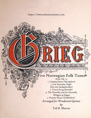 Book cover for Five Norwegian Folk Tunes from Op. 17 for Woodwind Quintet