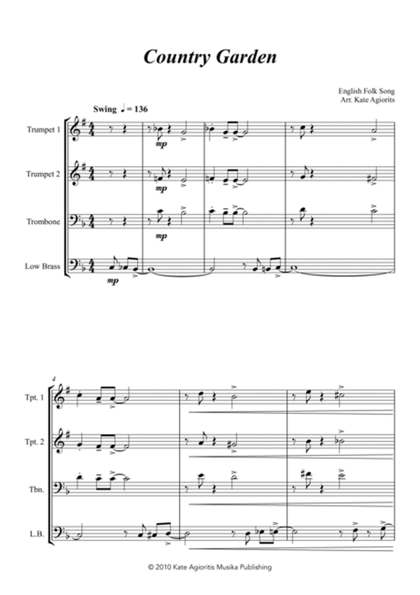 Country Garden - A Jazz Arrangement - for Brass Quartet image number null