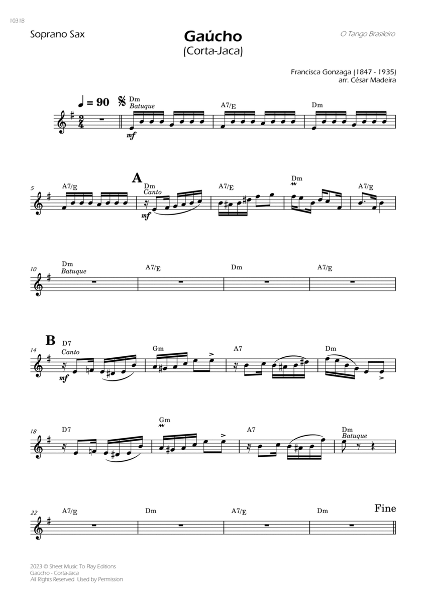 Gaúcho (Corta-Jaca) - Soprano Sax Solo - W/Chords image number null