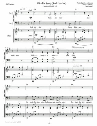 Micah's Song (SATB anthem)