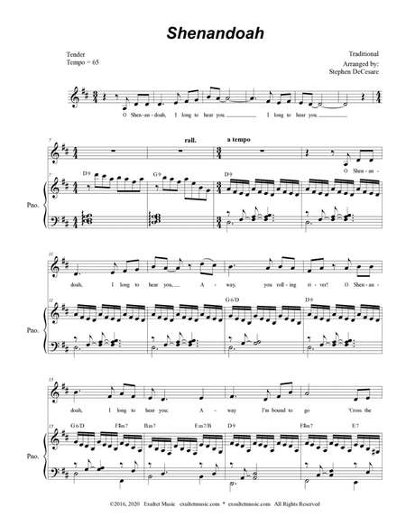 Shenandoah for Voice or Guitar, with Free Lead Sheets and Guitar Tabs