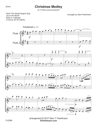 Book cover for CHRISTMAS MEDLEY for 2 FLUTES (unaccompanied 4-carol medley)