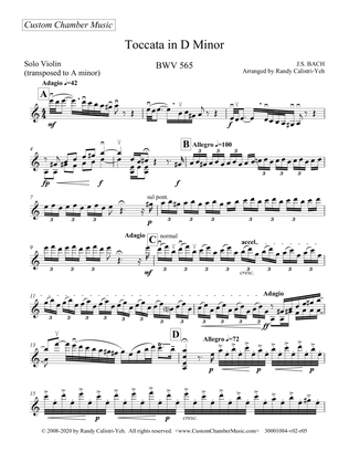 Book cover for Bach Toccata in D Minor, BWV 565 (solo violin)