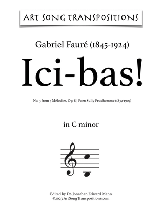 Book cover for FAURÉ: Ici-bas! Op. 8 no. 3 (transposed to C minor)