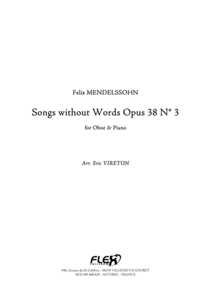 Book cover for Songs without Words Opus 38 No. 3