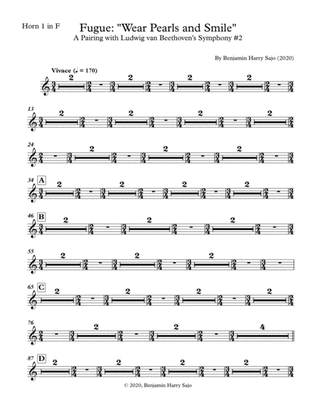 Fugue: "Wear Pearls and Smile" (A Pairing with Beethoven's Symphony #2) - Horn in F 1