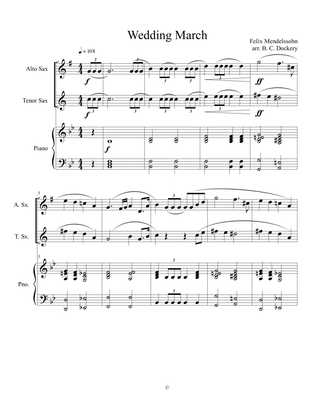 Book cover for Wedding March (Alto and Tenor Sax Duet) with optional piano accompaniment