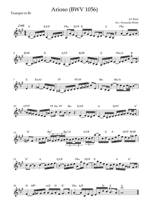 Book cover for Arioso (J.S. Bach - BWV 1056) for Trumpet in Bb Solo with Chords