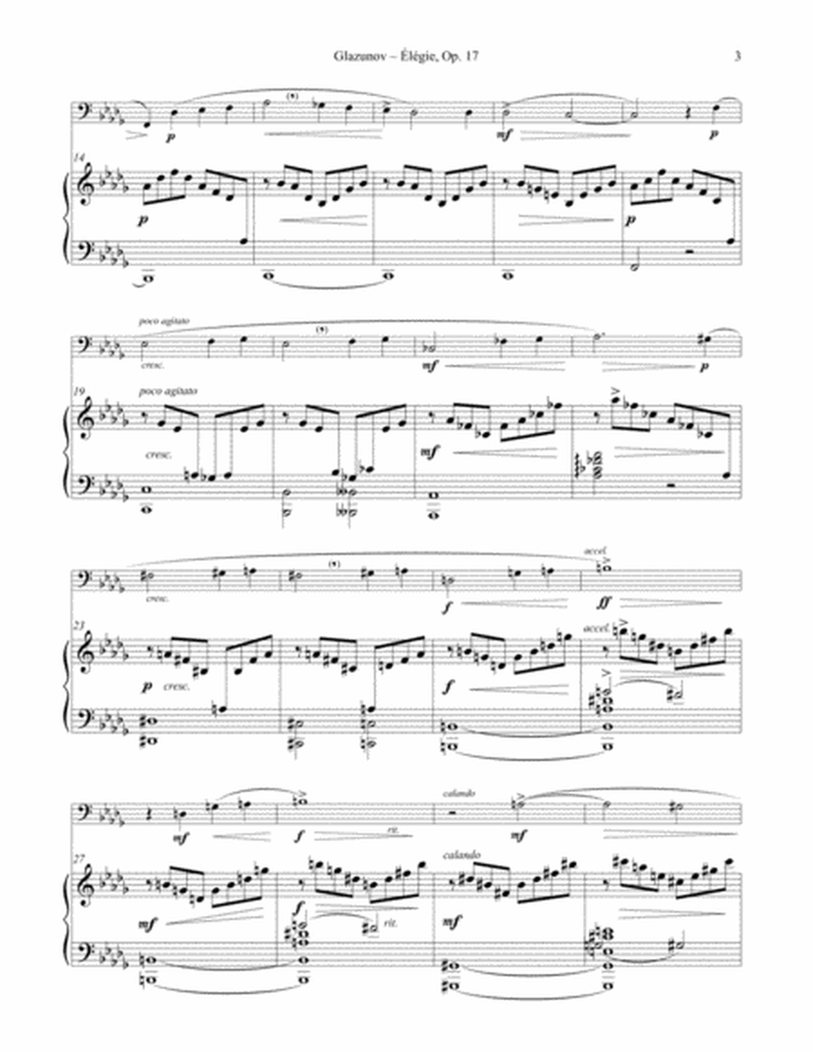 Élégie Opus 17 for Tuba or Bass Trombone & Piano