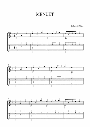 Book cover for Robert de Visée - Menuet (Easy Classical Guitar with Tabs)