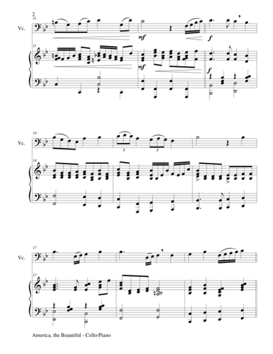 AMERICA, THE BEAUTIFUL (Duet – Cello and Piano/Score and Parts) image number null