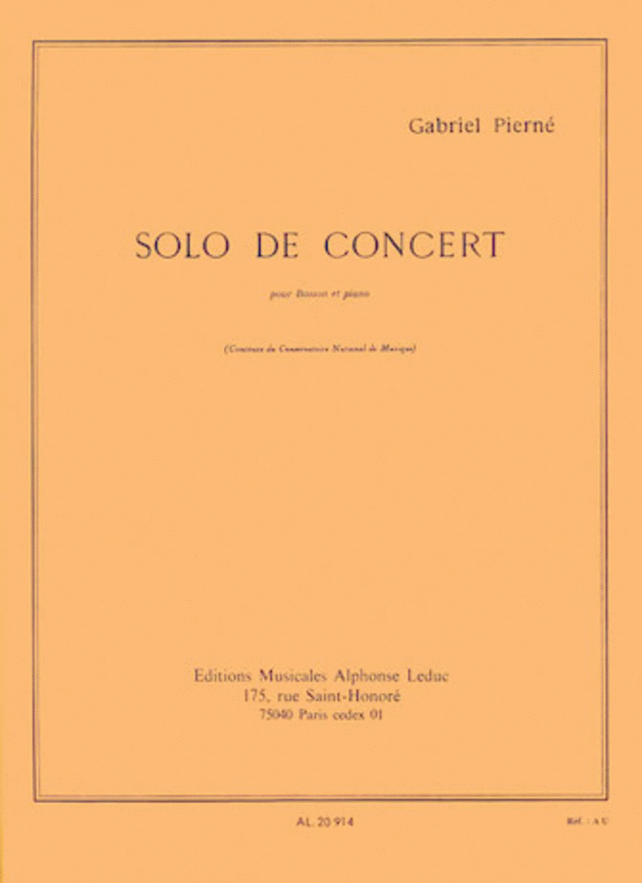 Gabriel Pierne - Solo De Concert Pour Basson Et Piano.