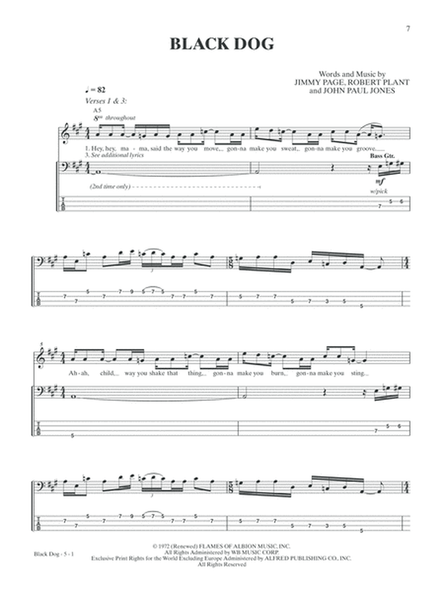 Led Zeppelin -- Untitled (IV) Platinum Bass Guitar by Led Zeppelin Bass Guitar Tablature - Sheet Music