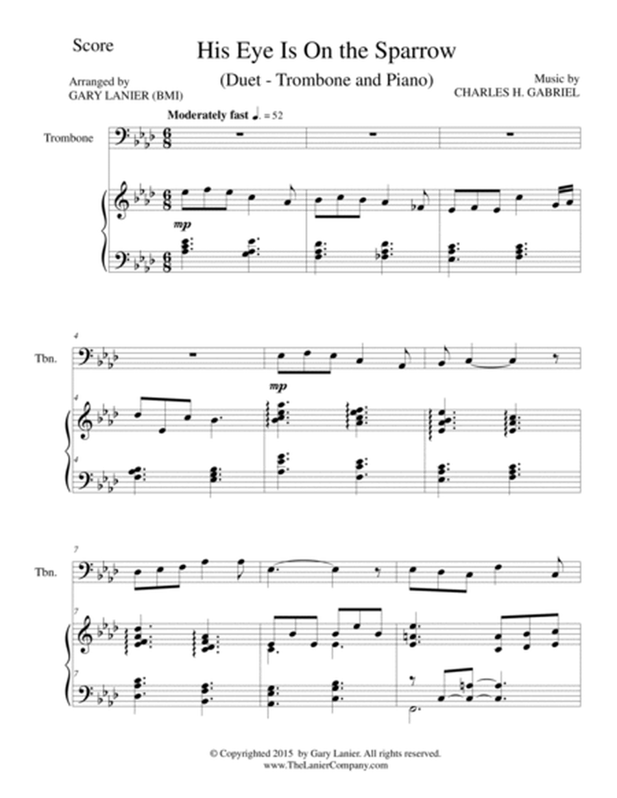 HIS EYE IS ON THE SPARROW (Duet – Trombone and Piano/Score and Parts) image number null