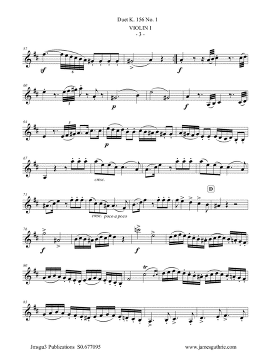 Mozart: 3 Duets K. 156 Complete for Violin Duo image number null