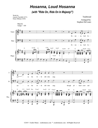 Book cover for Hosanna, Loud Hosanna (with "Ride On, Ride On In Majesty!") (2-part choir (TB) - Piano)