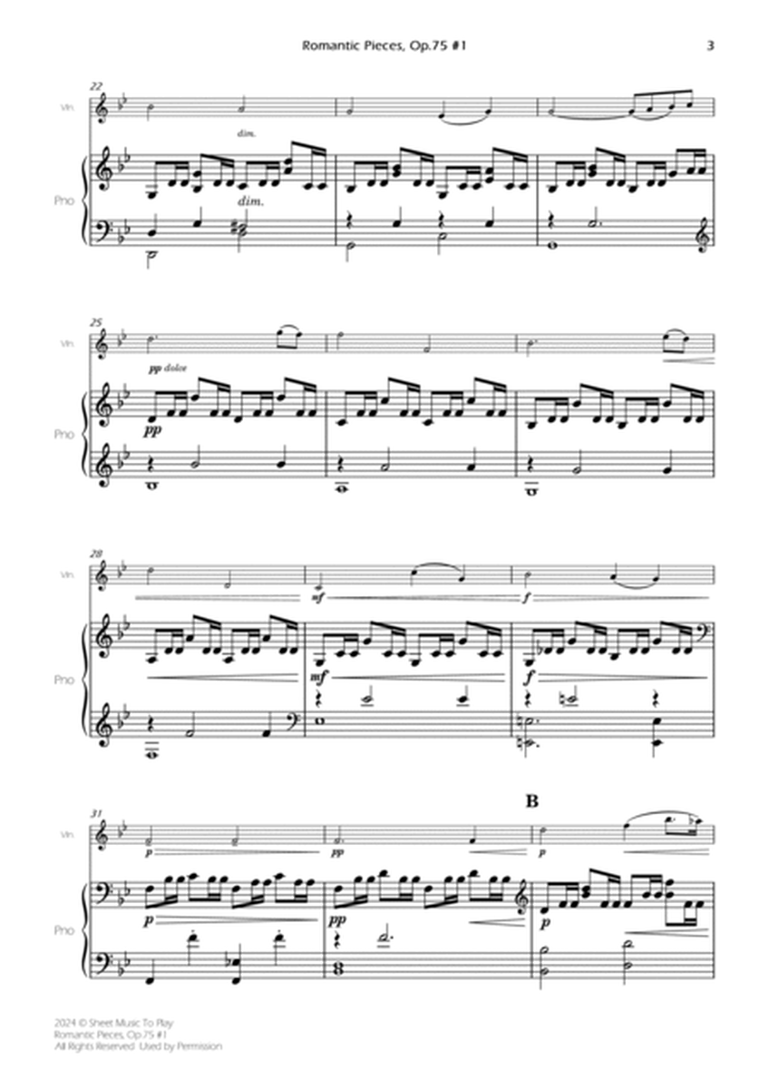 Romantic Pieces, Op.75 (1st mov.) - Violin and Piano (Full Score and Parts) image number null