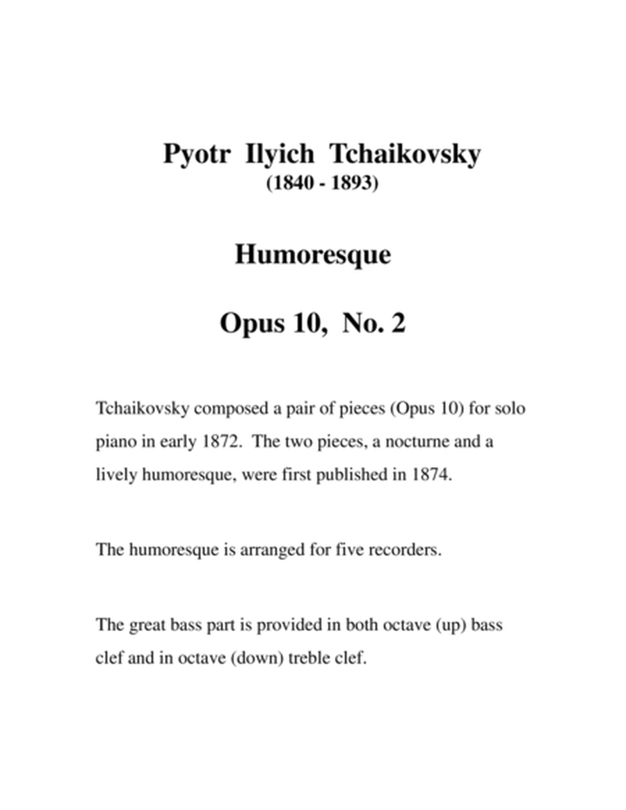 Tchaikovsky Humoresque for SATBG Recorders image number null
