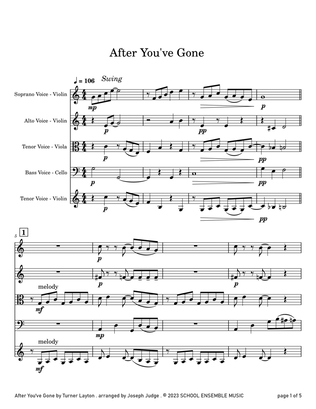 Book cover for After You've Gone by Layton for String Quartet in Schools