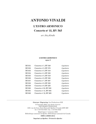 Book cover for L'Estro Armonico, Concerto no 11, RV 565