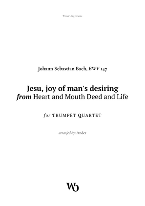 Book cover for Jesu, joy of man's desiring by Bach for Trumpet Quartet