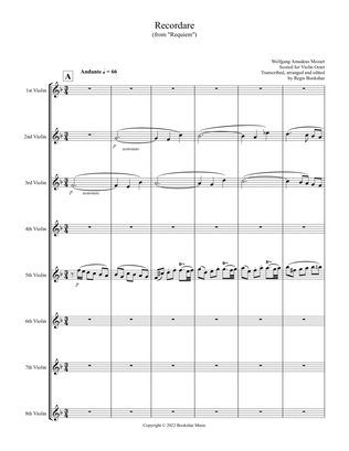 Book cover for Recordare (from "Requiem") (F) (Violin Octet)