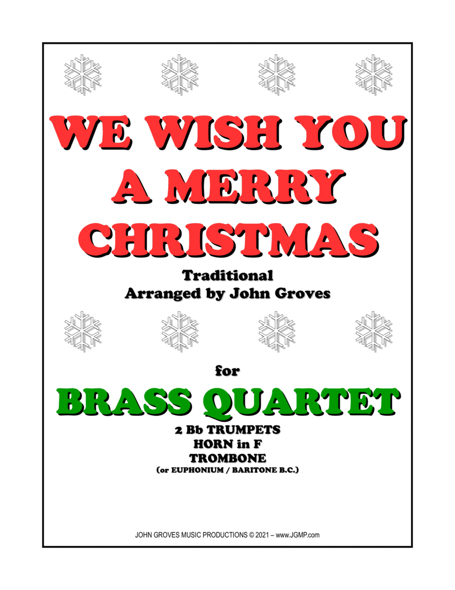 We Wish You A Merry Christmas - 2 Trumpets, Horn in F, Trombone (Brass Quartet) image number null