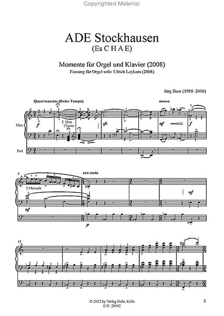 ADE Stockhausen (2008) (für Orgel solo)