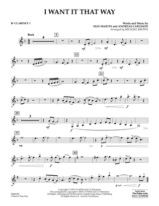 Book cover for I Want It That Way (arr. Michael Brown) - Bb Clarinet 1