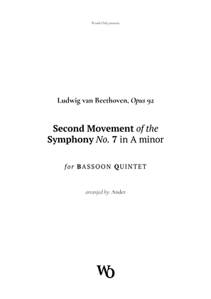 Book cover for Symphony No. 7 by Beethoven for Bassoon Quintet