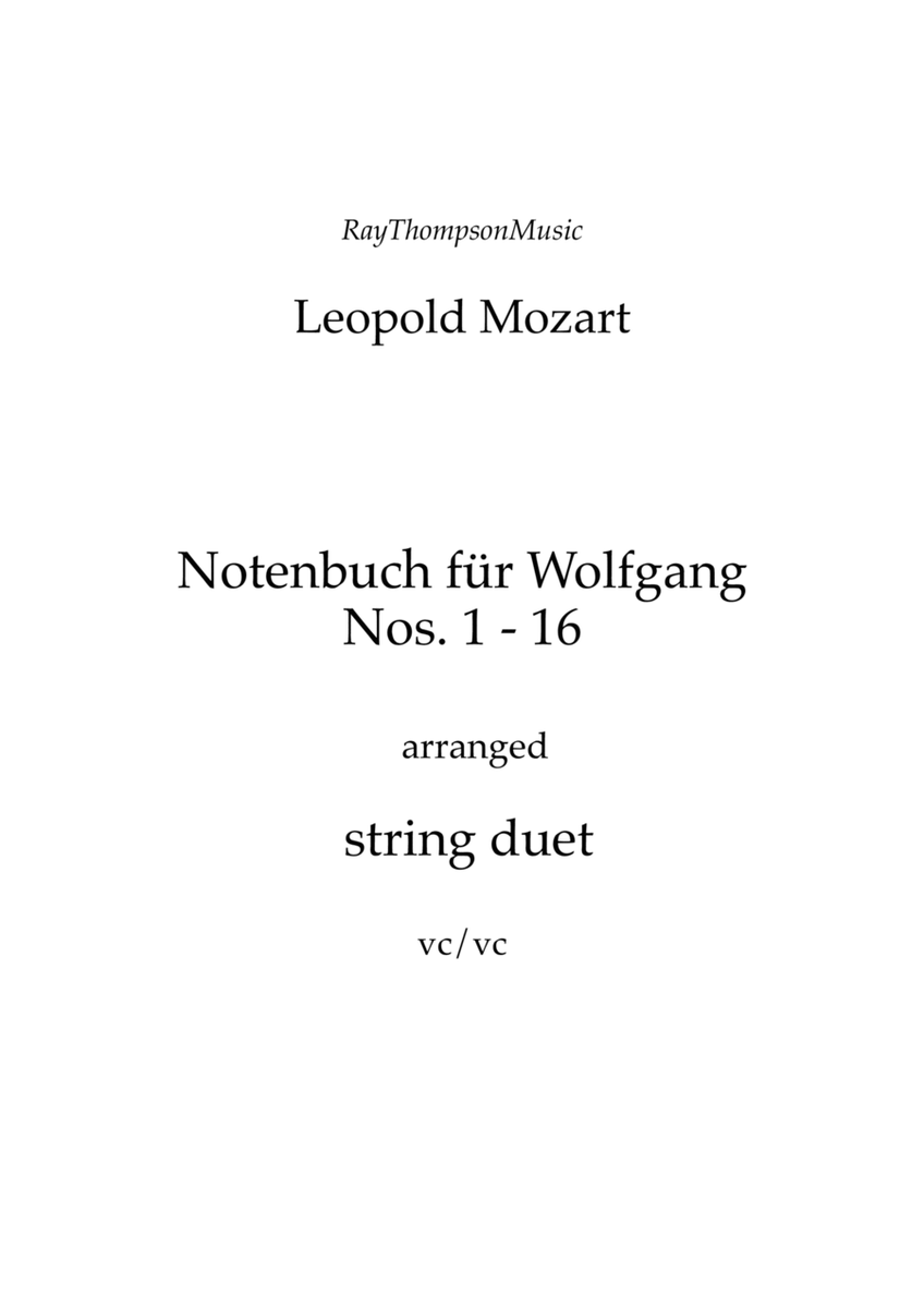 Mozart (Leopold): Notenbuch für Wolfgang (Notebook for Wolfgang) (Part 1, Nos.1 - 16) — string duet image number null