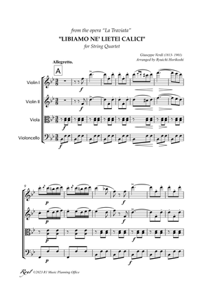 Book cover for "Libiamo ne' lieti calici" for String Quartet+