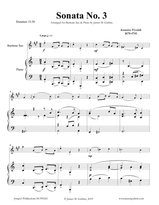 Book cover for Vivaldi: Sonata No. 3 for Baritone Sax & Piano